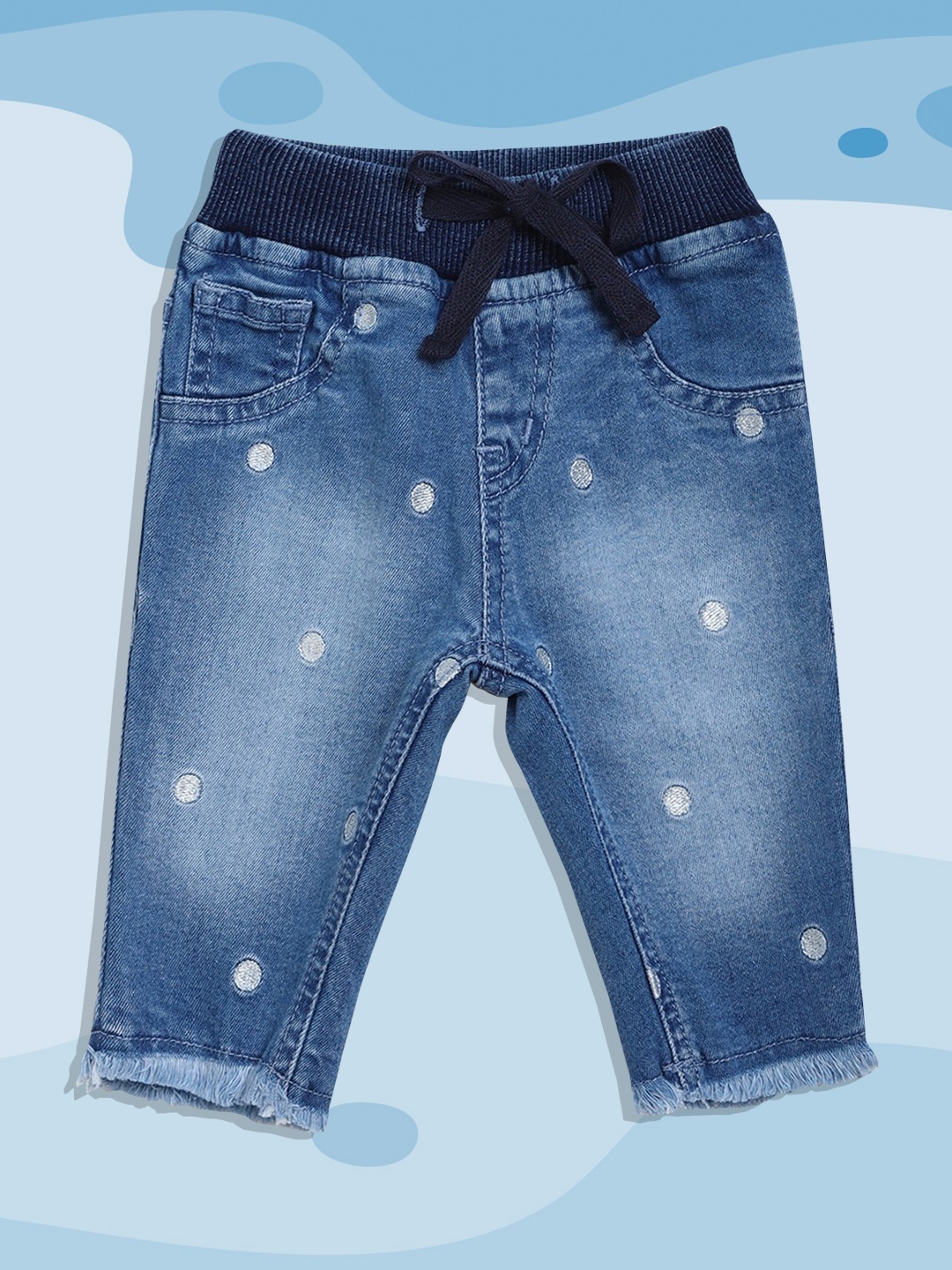 

Gini and Jony Girls Blue Embroidered Regular Fit Mid-Rise Clean Look Stretchable Jeans