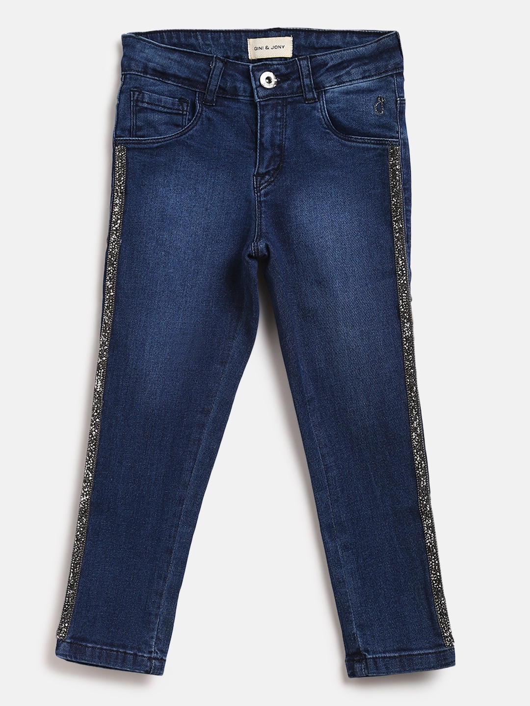 

Gini and Jony Girls Navy Blue Regular Fit Mid-Rise Clean Look Stretchable Jeans