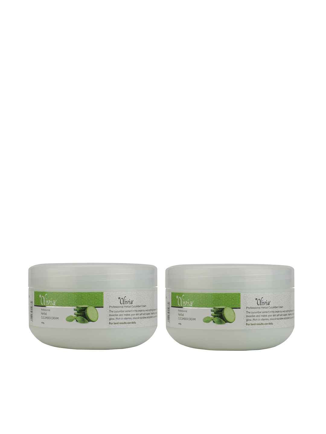 

Olivia Set of 2 Cucumber Facial Massage Creams, White
