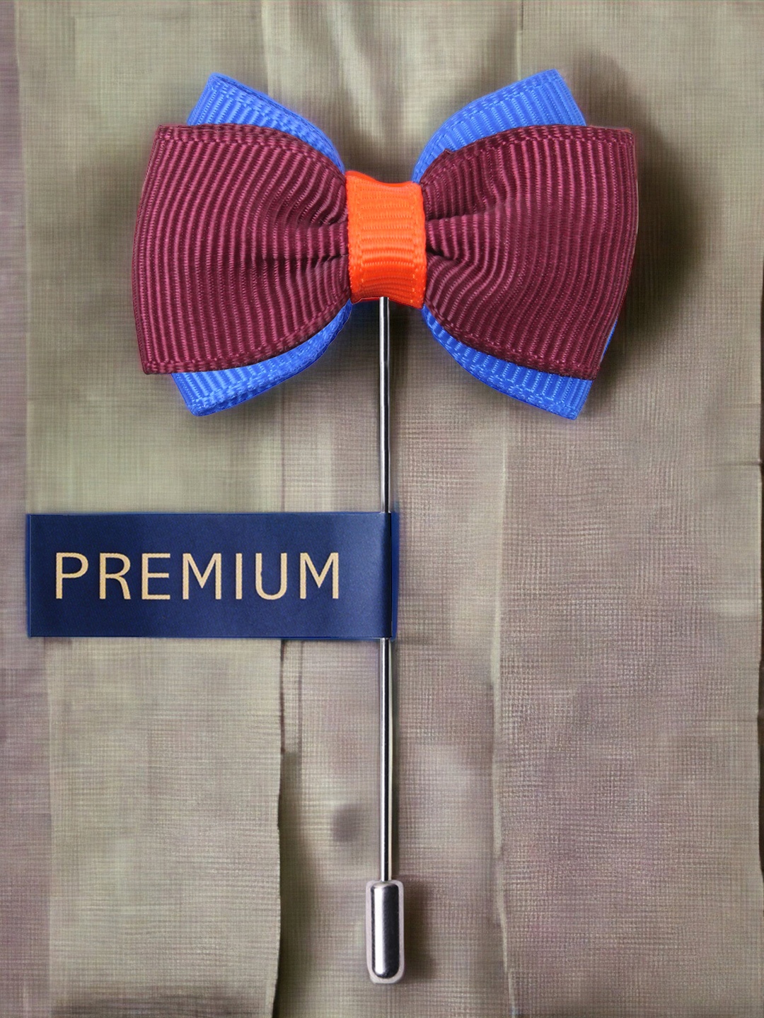 

PELUCHE Unisex Maroon & Blue The Graceful Bow Lapel Pin