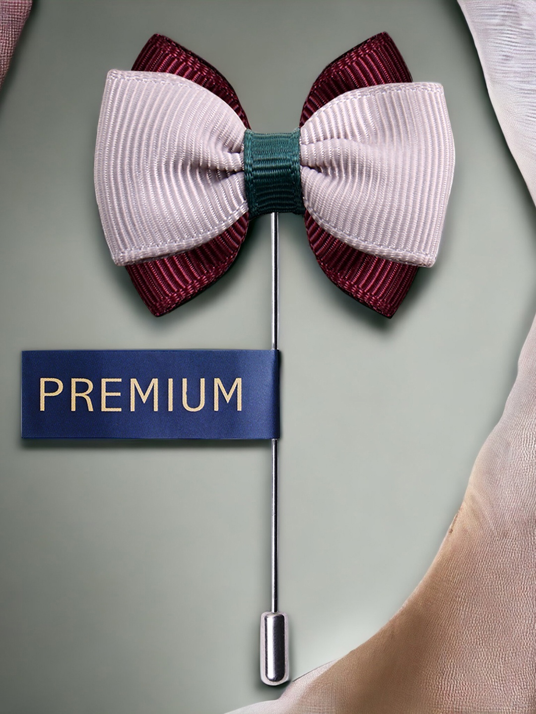 

PELUCHE Unisex Mauve & Maroon The Graceful Bow Brooch Lapel Pin
