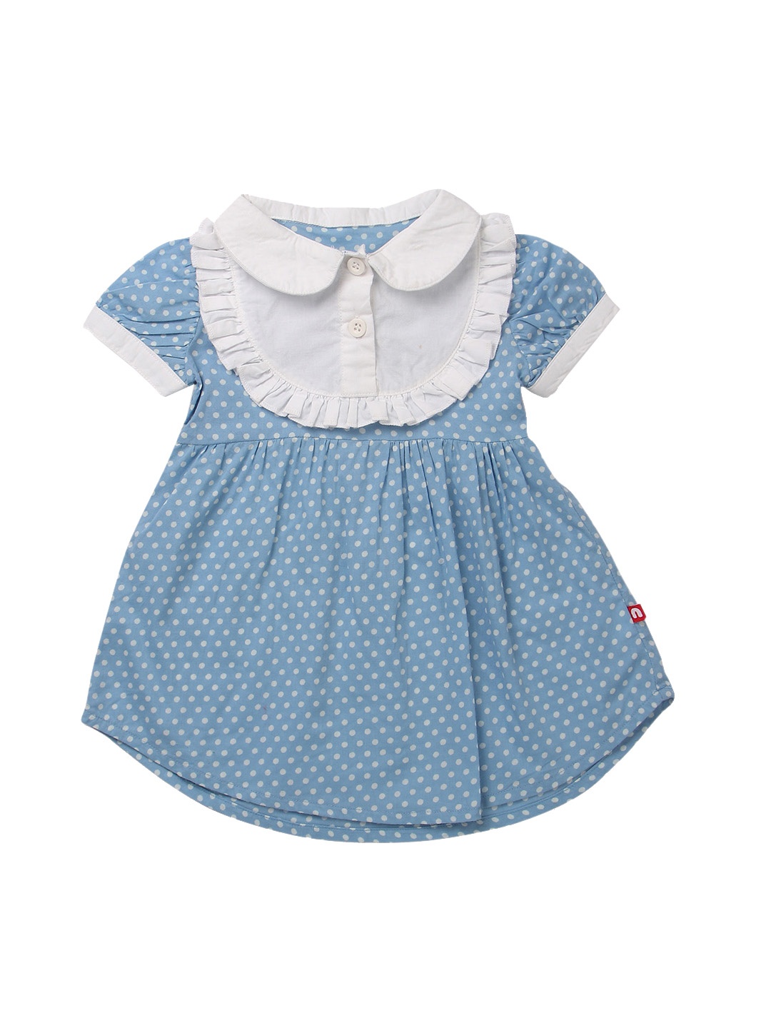 

Nino Bambino Girls Blue Organic Cotton Printed Mini Fit & Flare Apron Dress