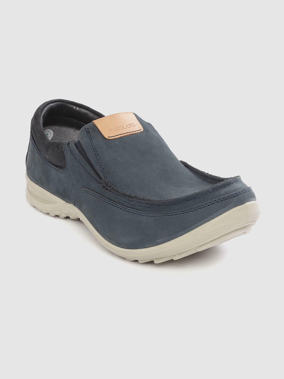 

Woodland Men Navy Blue Nubuck Solid Slip-On Sneakers