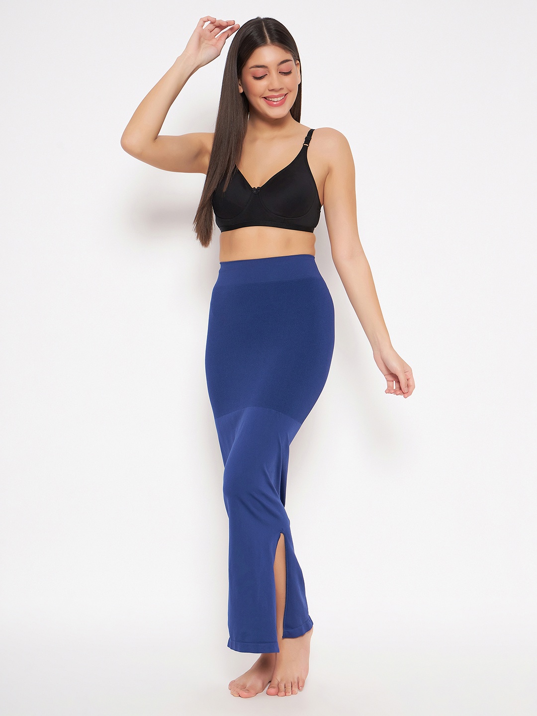 

Clovia Women Navy Blue Solid Saree Shapewear
