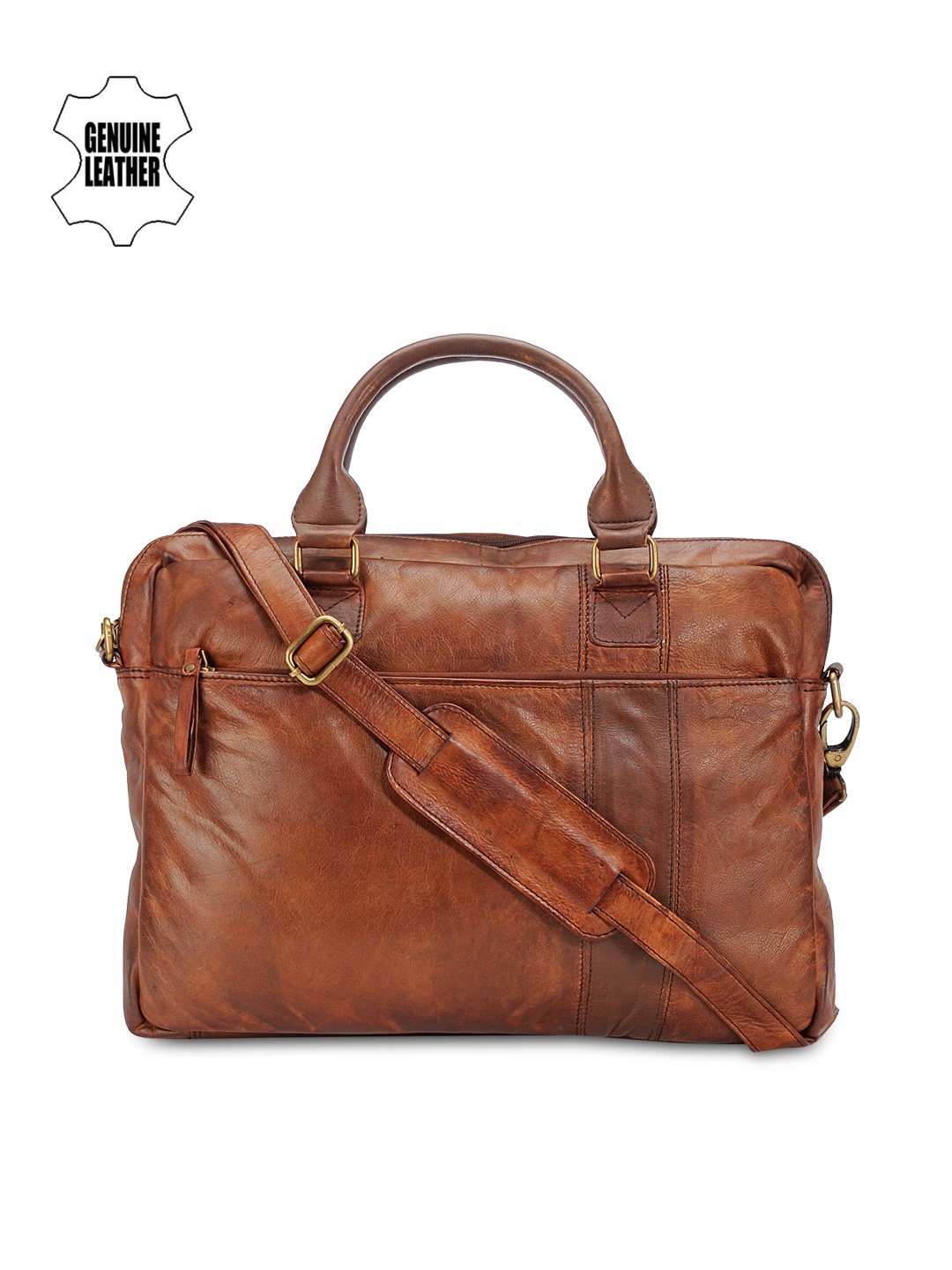 

Teakwood Leathers Unisex Tan Brown Genuine Leather Laptop Bag