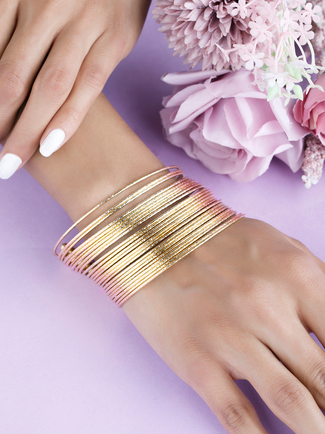 

Rubans Women Gold-Plated Multi Layered Cuff Bracelet