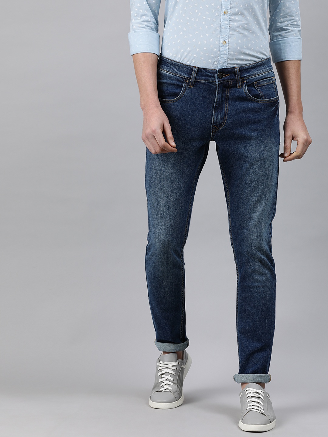 

WROGN Men Blue Slim Fit Mid-Rise Clean Look Stretchable Jeans