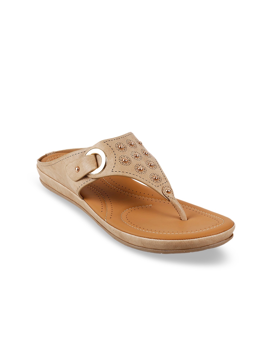 

Metro Women Beige Embellished Open Toe Flats