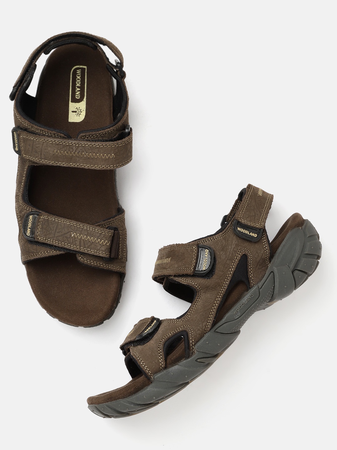 

Woodland Men Coffee Brown Solid Leather Sports Sandals