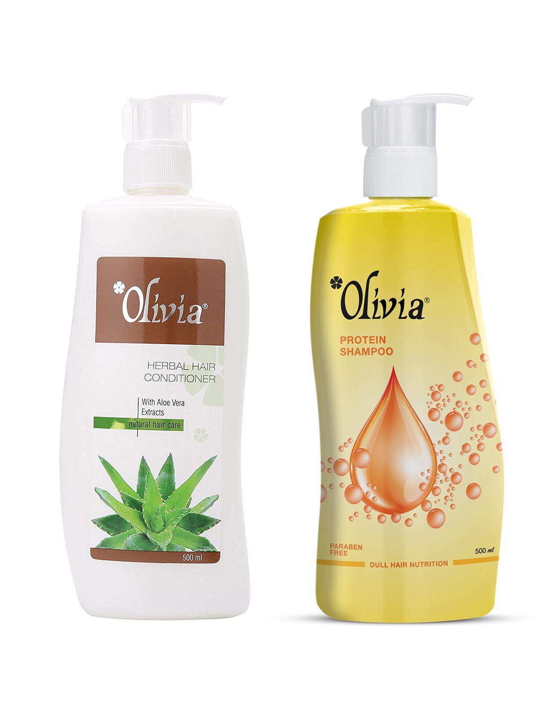 

Olivia Pack of 2 Protein Herbal Shampoo with Conditioner Dull Hair Nutrition 500 ml, Yellow