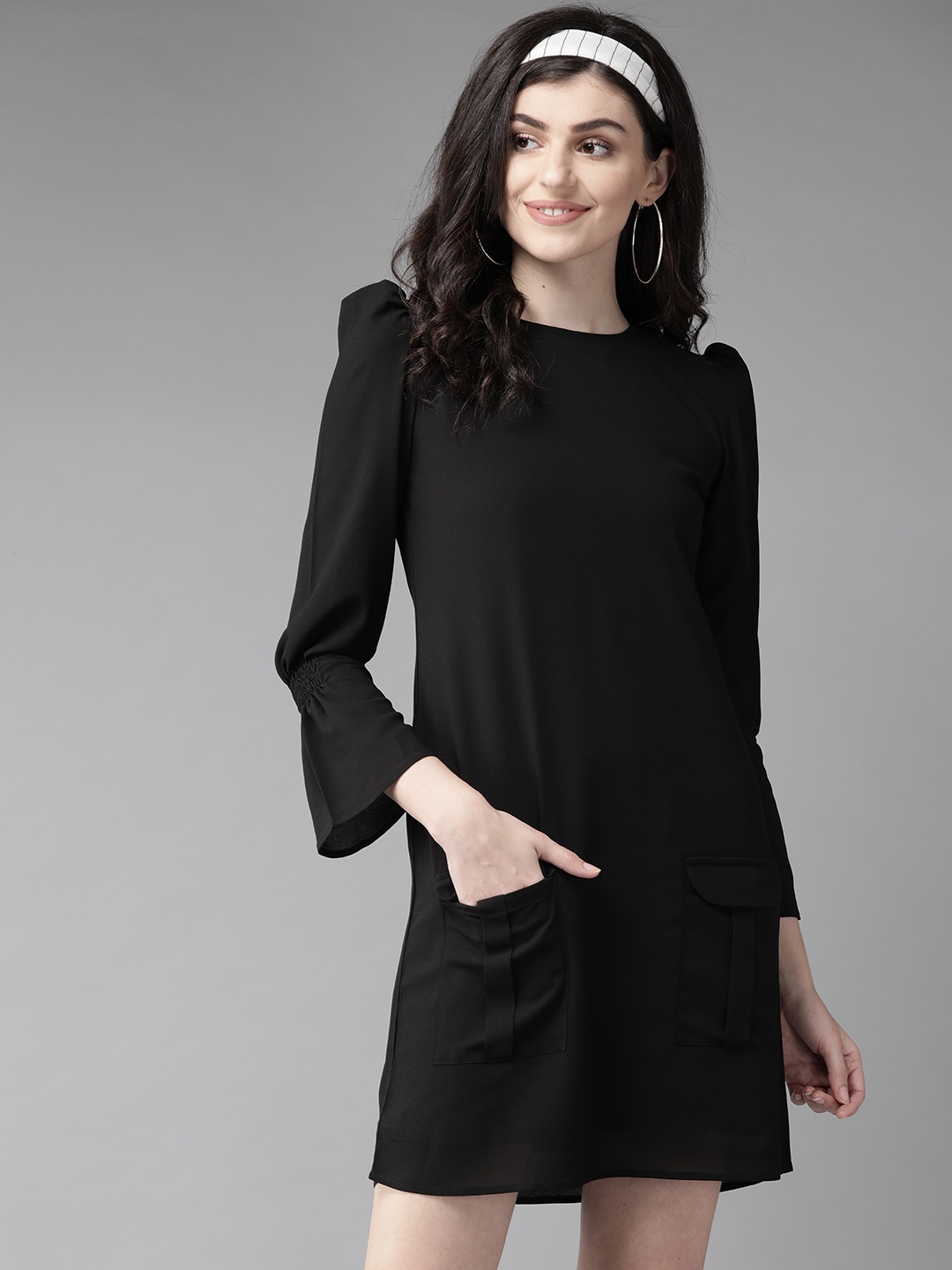 

MISH Women Black Solid A-Line Dress