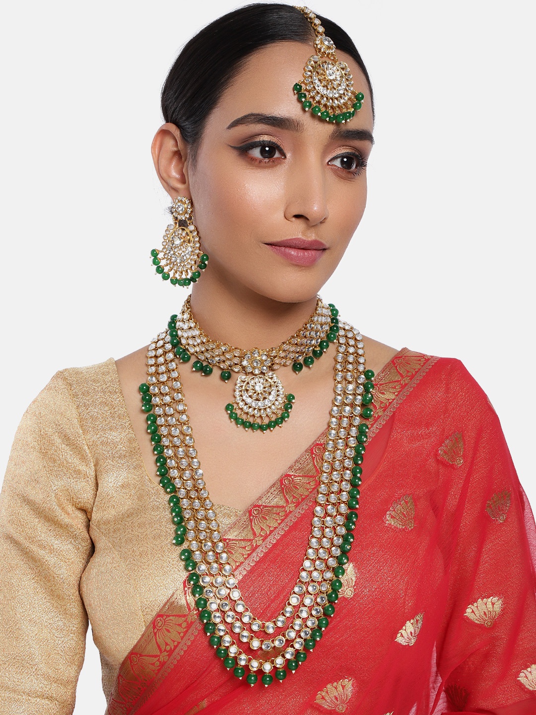 

Kord Store Women Gold-Plated AD Studded Jewellery Set