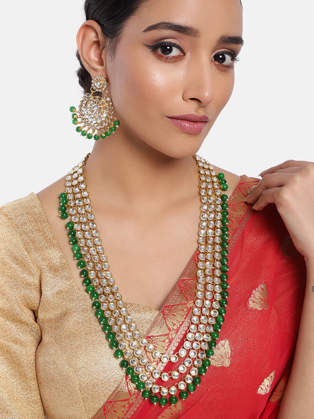 

Kord Store Women Gold-Plated AD Studded Jewellery Set