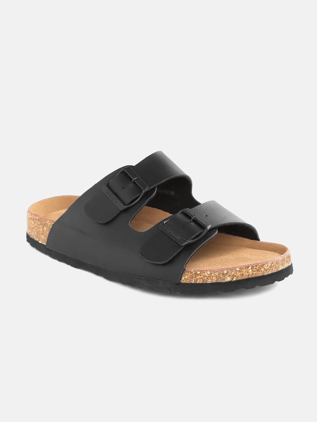 

Carlton London Men Black Solid Comfort Sandals
