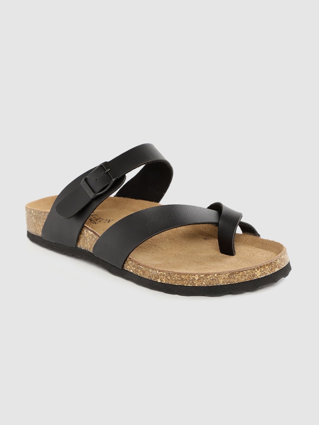 

Carlton London Men Black One Toe Comfort Sandals