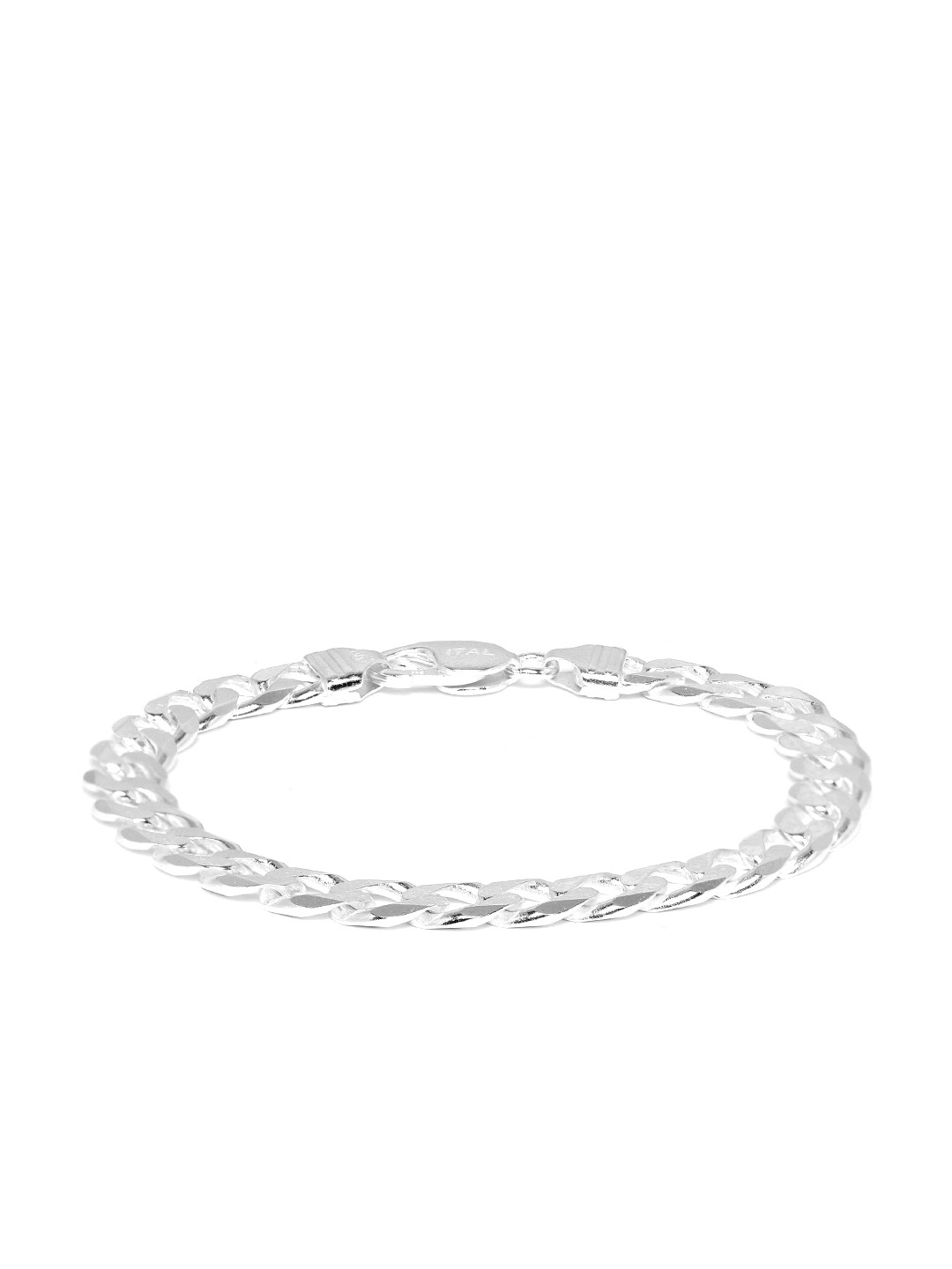 

Clara Men Rhodium-Plated 92.5 Sterling Silver Anti-Tarnish Link Bracelet
