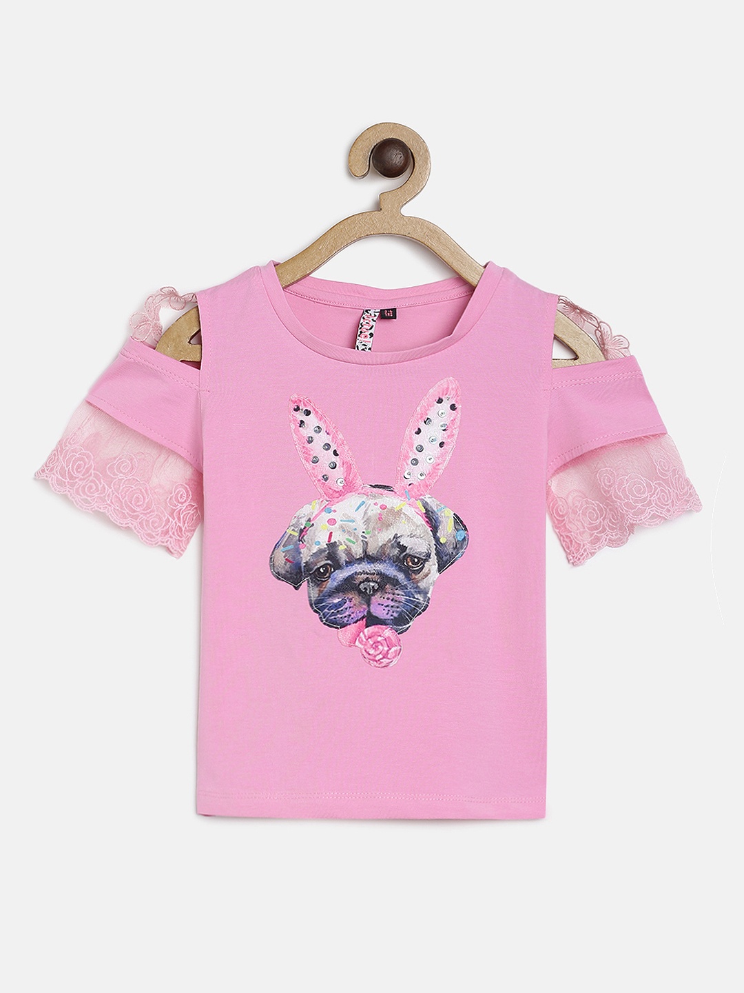 

Actuel Girls Pink Printed Pure Cotton Top