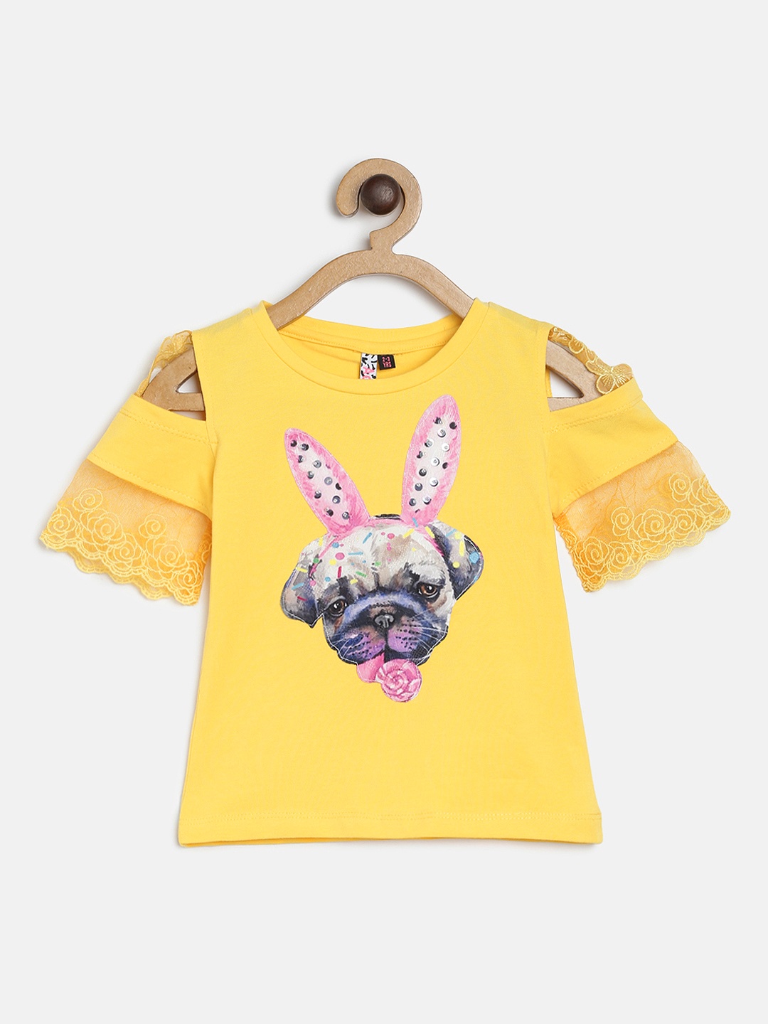 

Actuel Girls Yellow Printed Pure Cotton Top