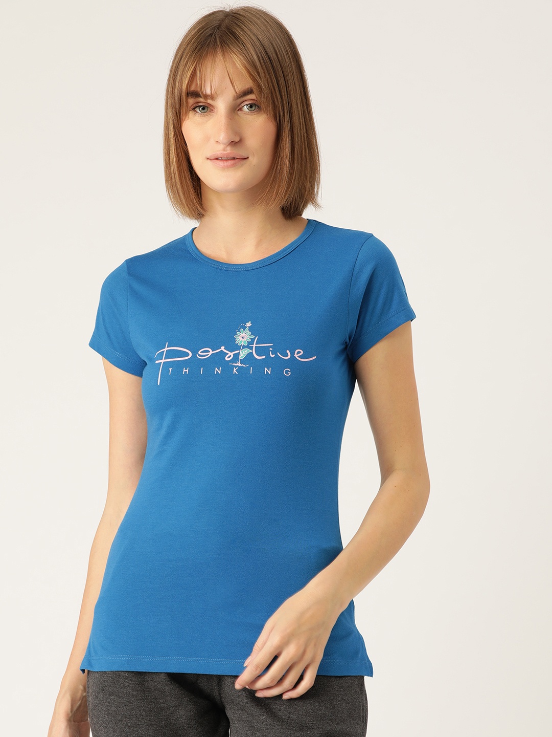 

Sweet Dreams Women Blue & Pink Printed Lounge T-shirt