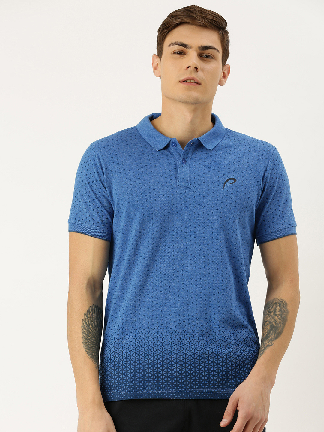

Proline Active Men Blue Printed Polo Collar T-shirt