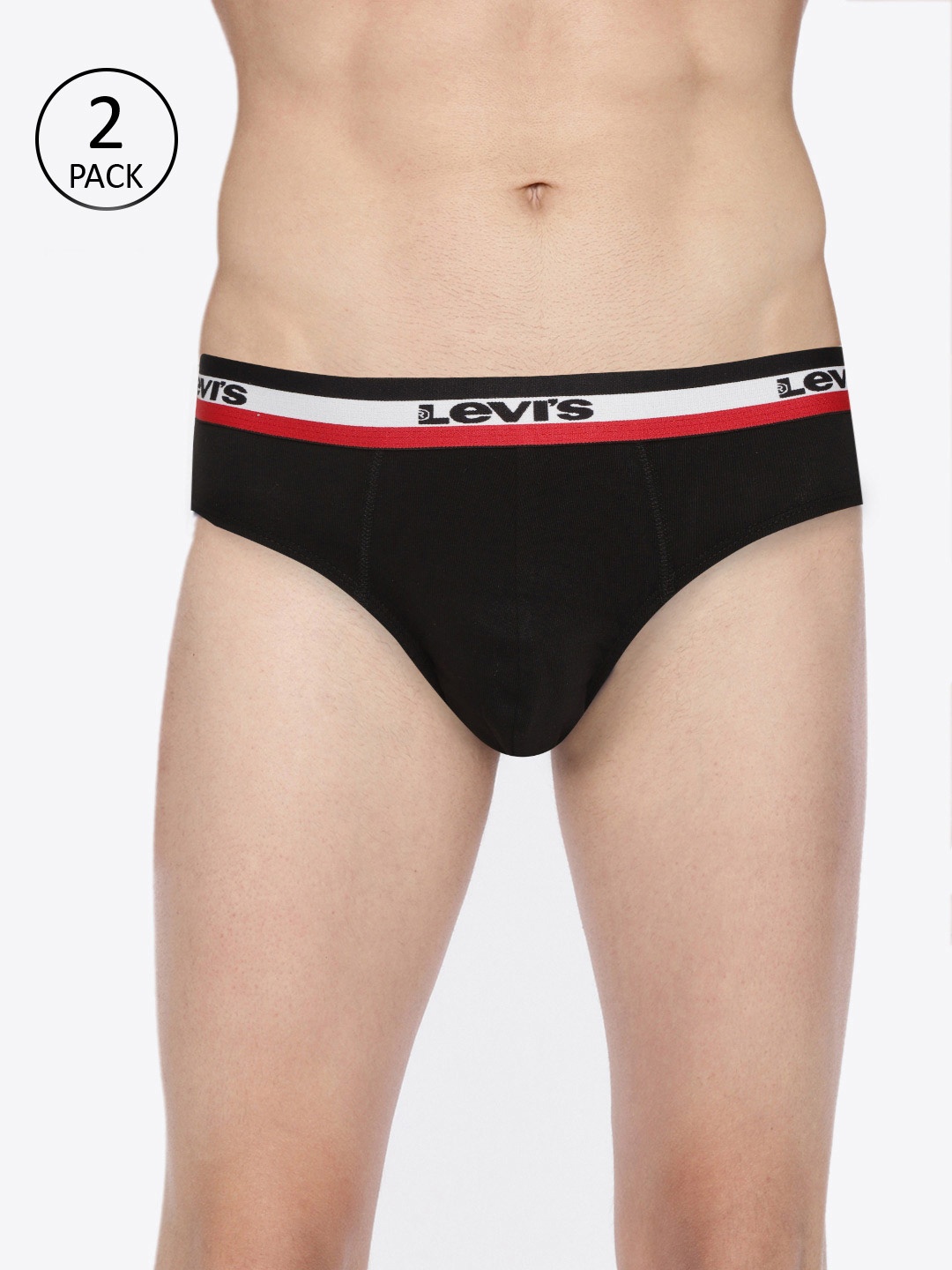 

Levis Pack of 2 Smartskin Technology Cotton Briefs with Tag Free Comfort #002A-BRIEF, Black
