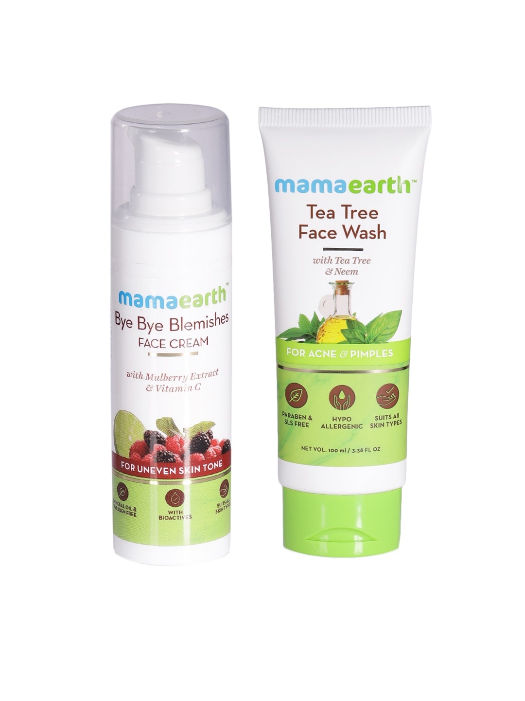 

Mamaearth Set of Ubtan Face wash & Bye Bye Blemish Face Cream, White