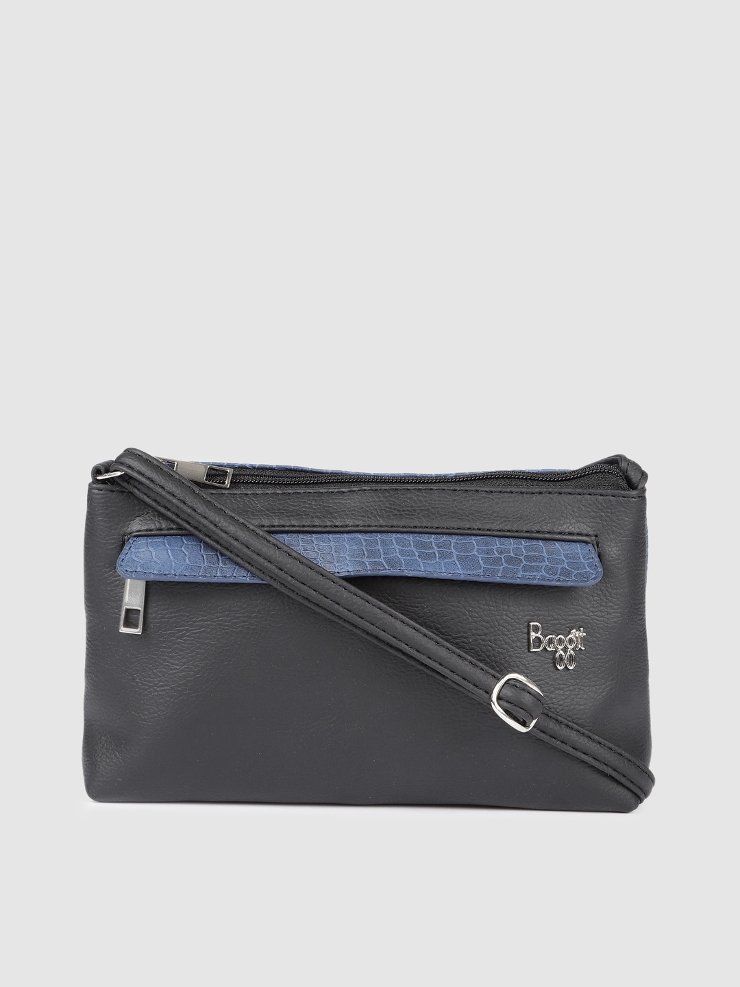 

Baggit Black & Navy Blue Colourblocked Sling Bag