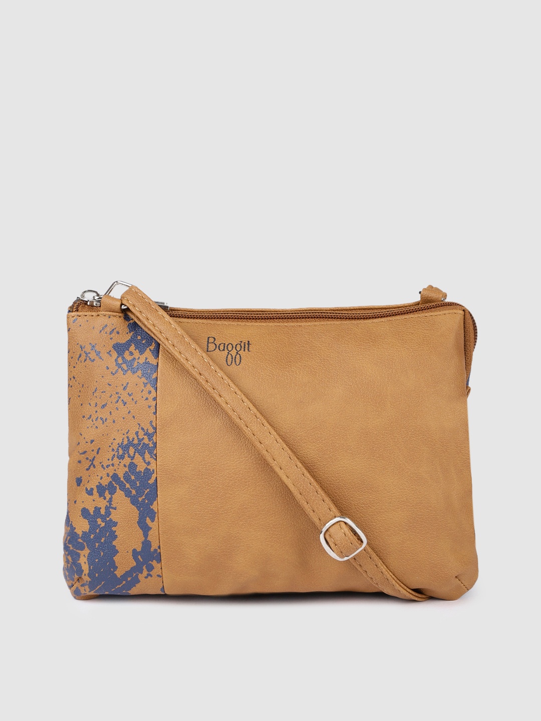 

Baggit Mustard Yellow & Navy Blue Printed Sling Bag