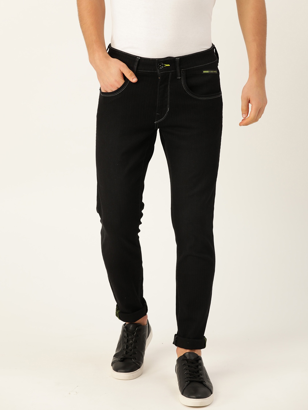 

Flying Machine Men Black Super Slim Tapered Fit Mid-Rise Clean Look Stretchable Jeans