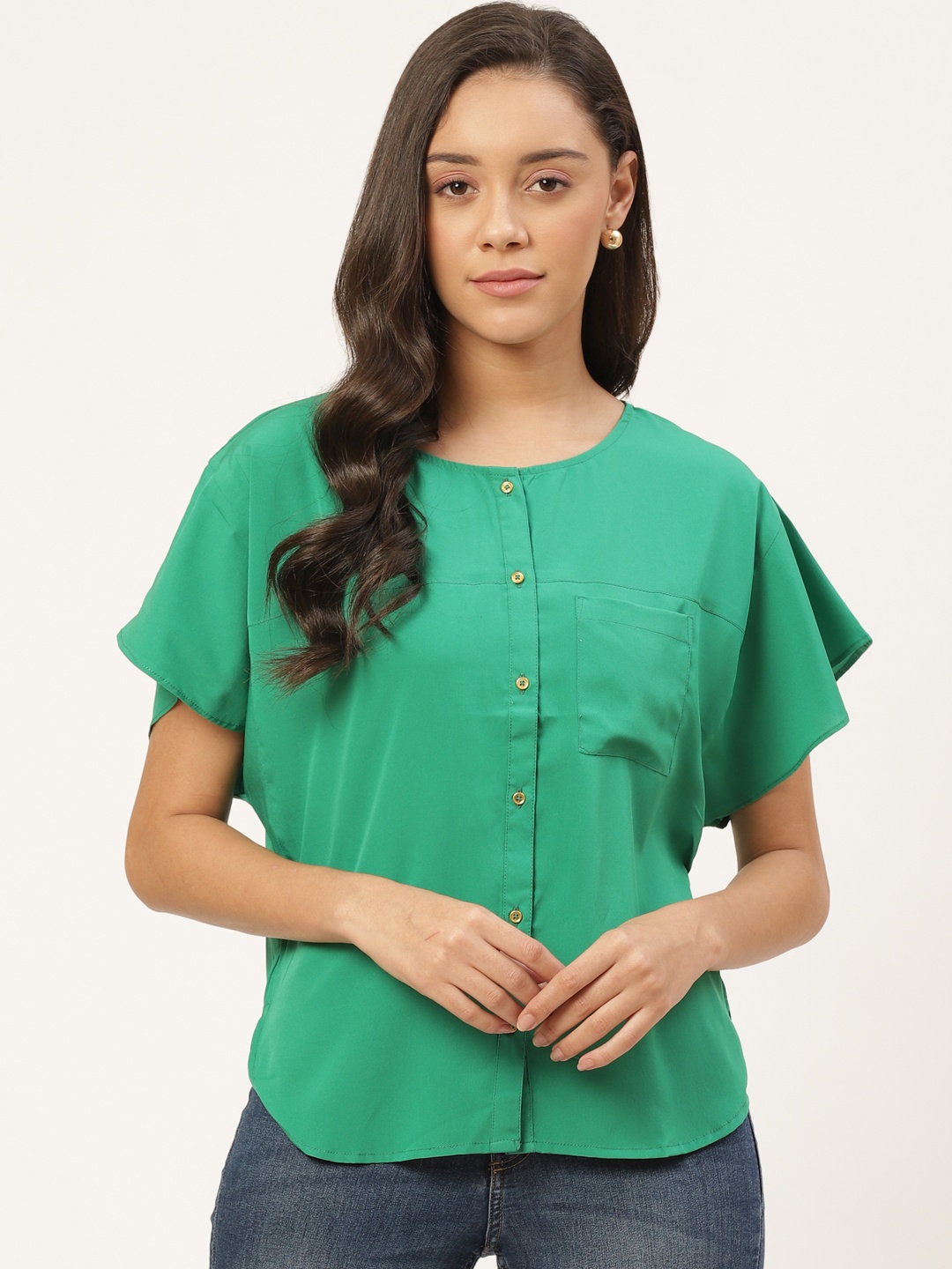 

Vaak Women Green Solid Top