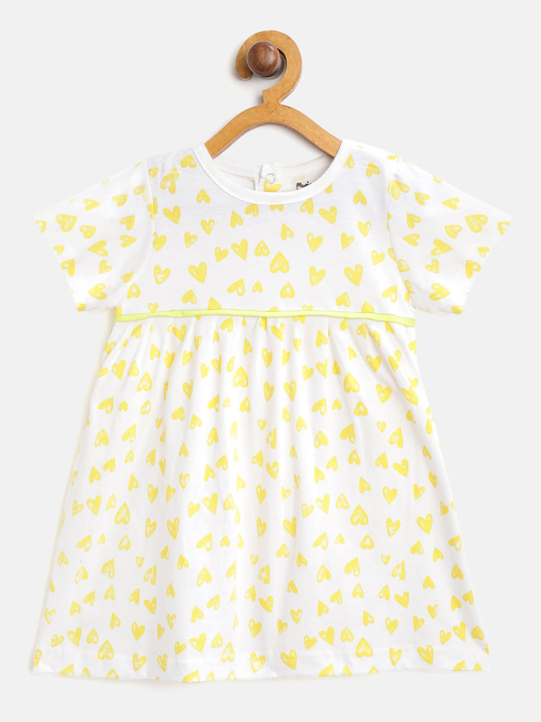

Mumble Jumble Girls White & Yellow Printed Empire Dress
