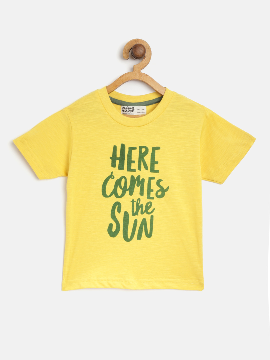 

Mumble Jumble Boys Yellow & Green Printed Round Neck T-shirt