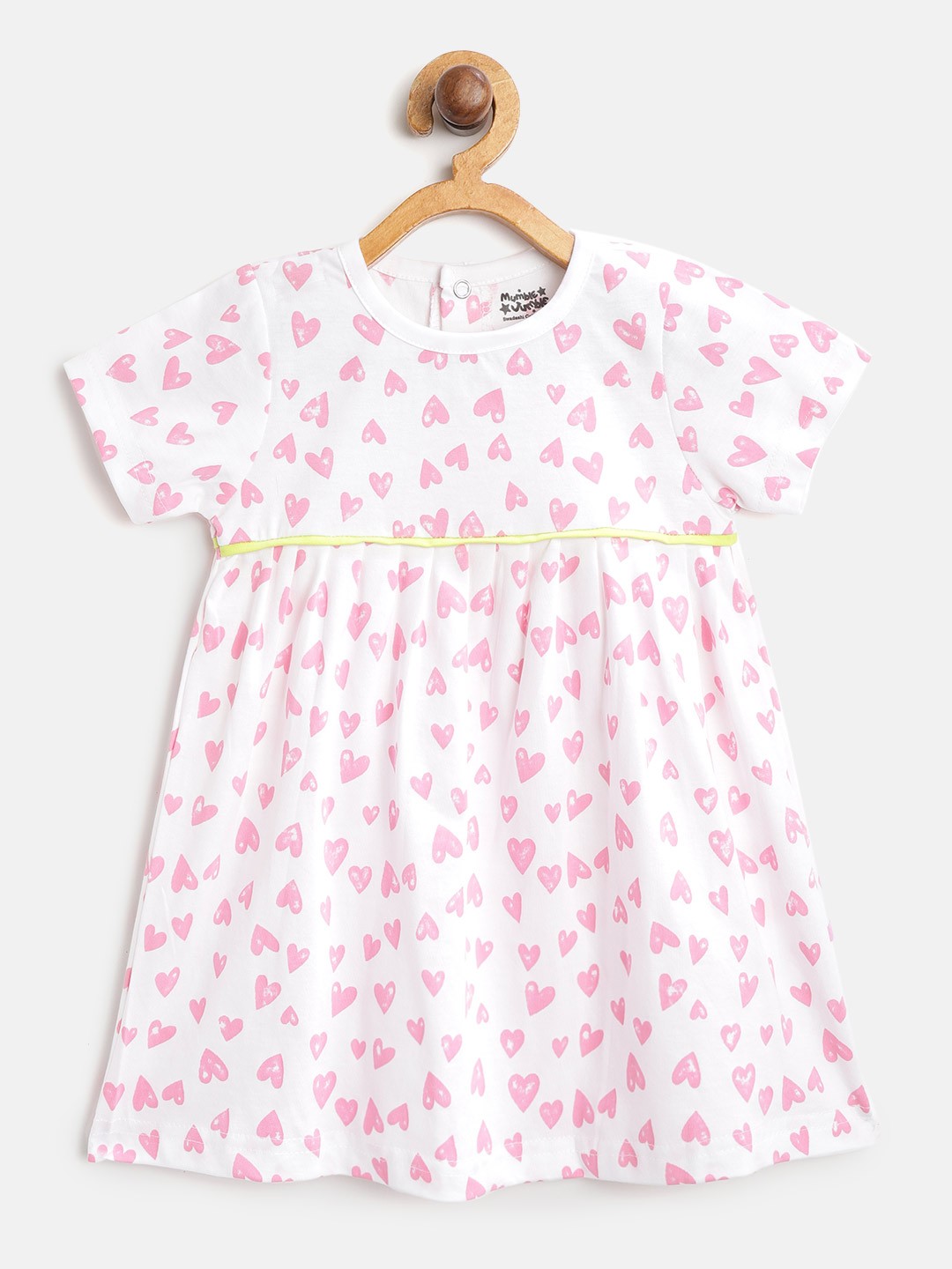 

Mumble Jumble Girls White & Pink Heart Print Empire Dress
