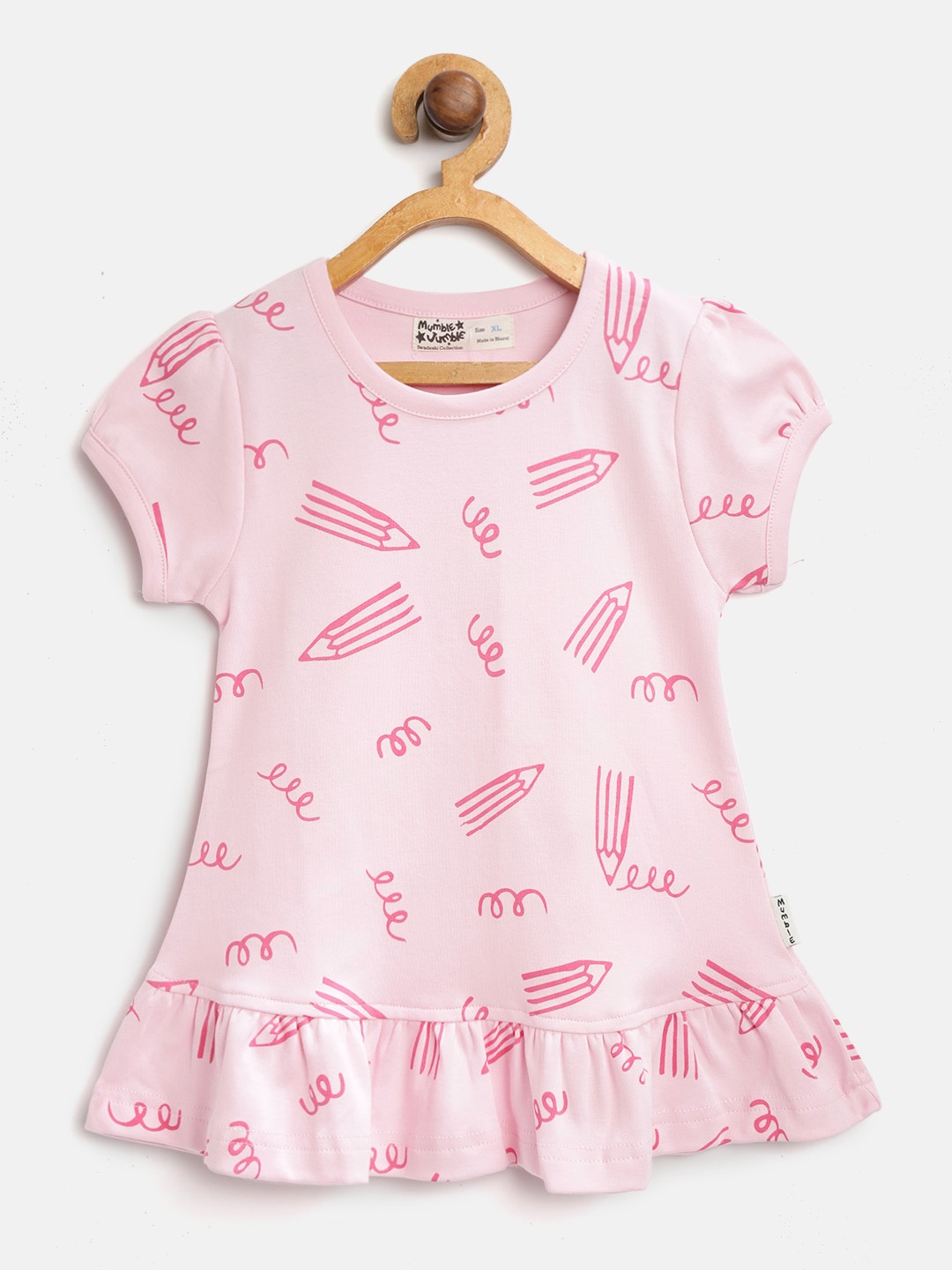 

Mumble Jumble Girls Pink Printed Drop-Waist Dress