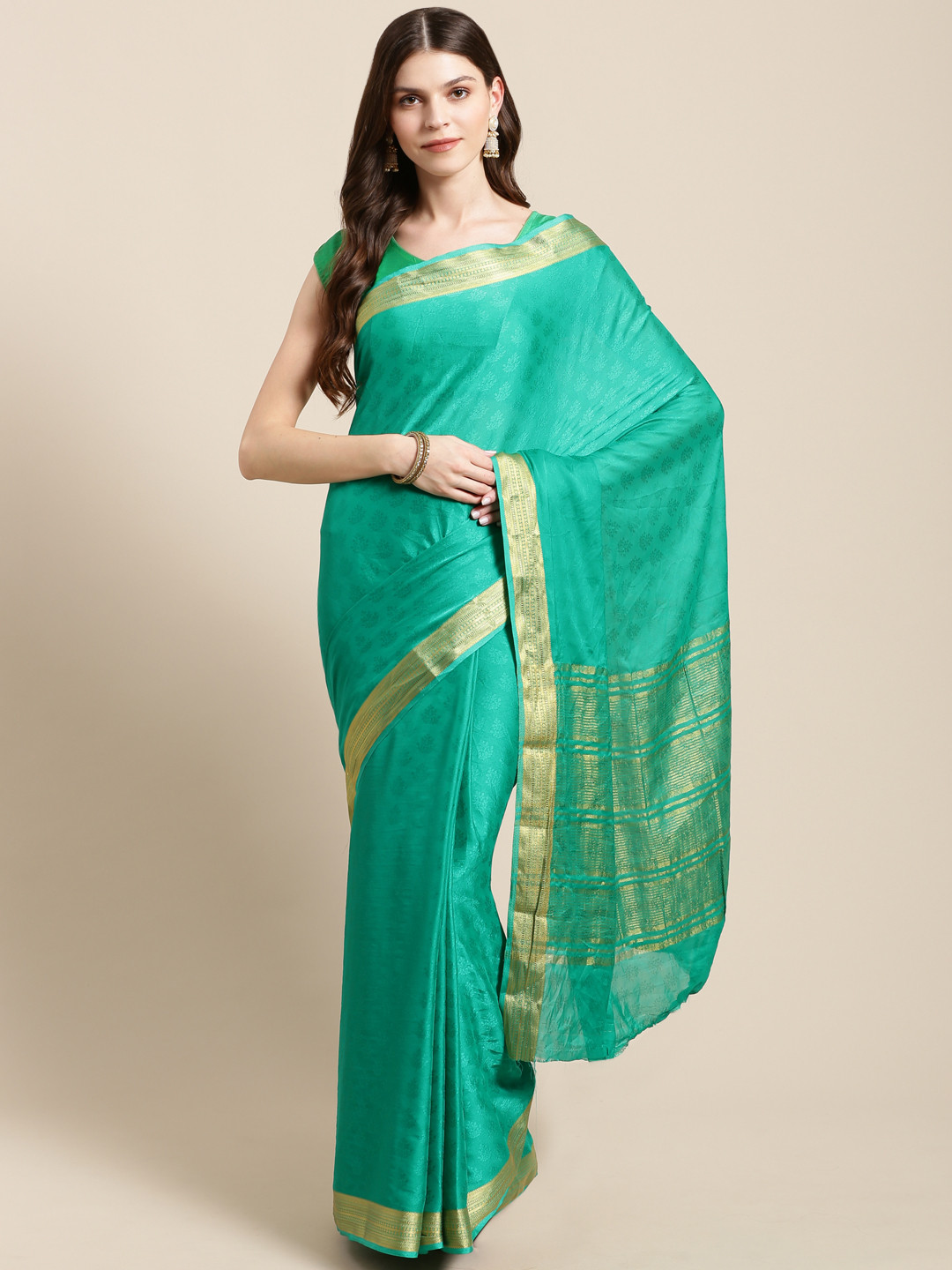 

Mitera Green Woven Design Kanjeevaram Saree