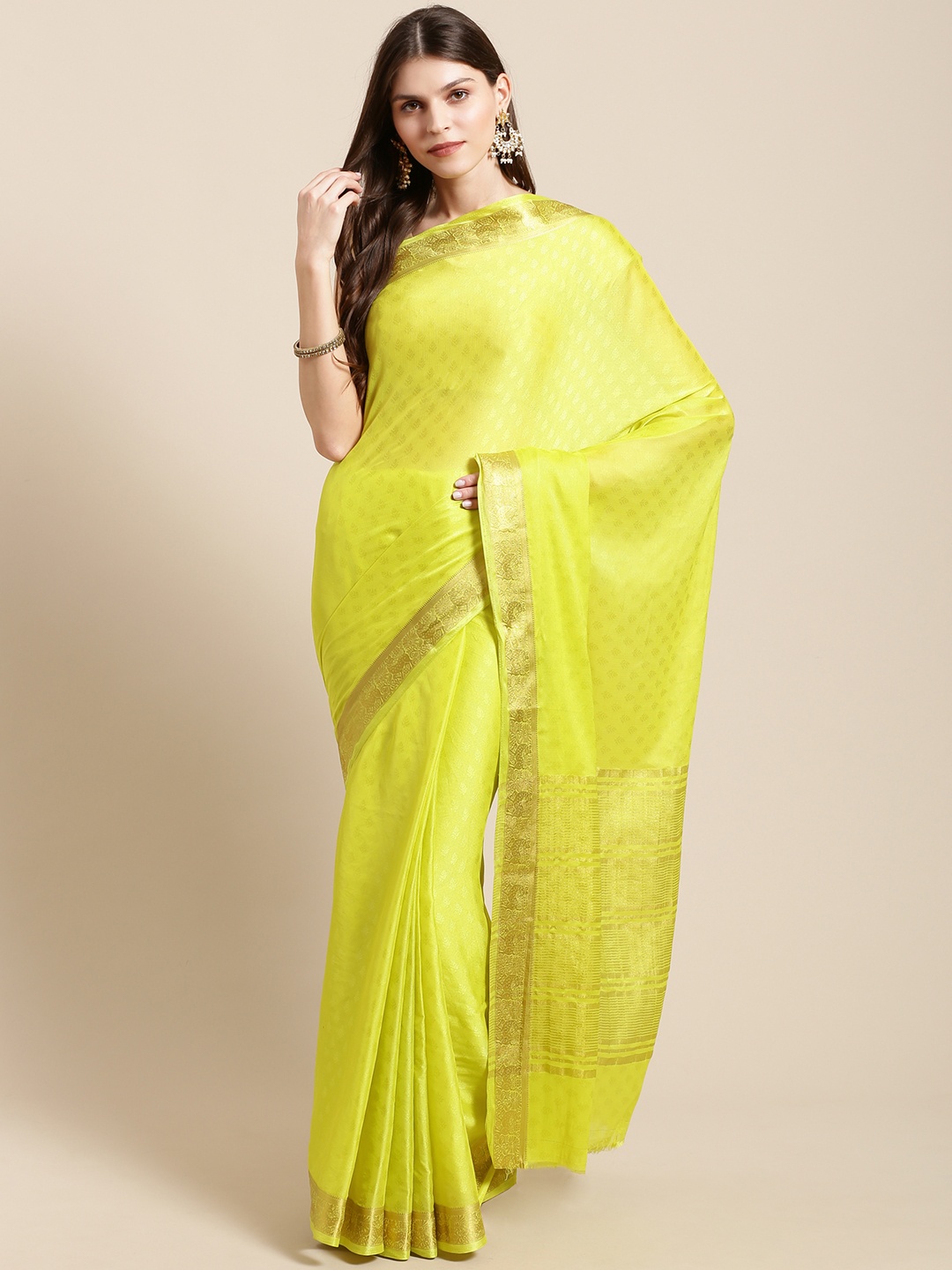 

Mitera Green Woven Design Kanjeevaram Saree
