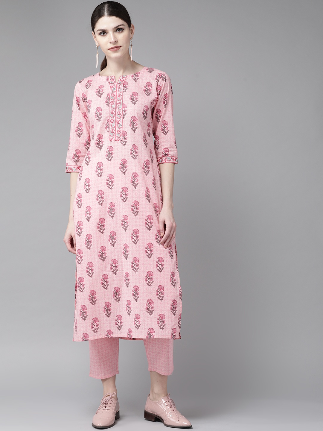 

Libas Women Pink Printed Kurta with Trousers