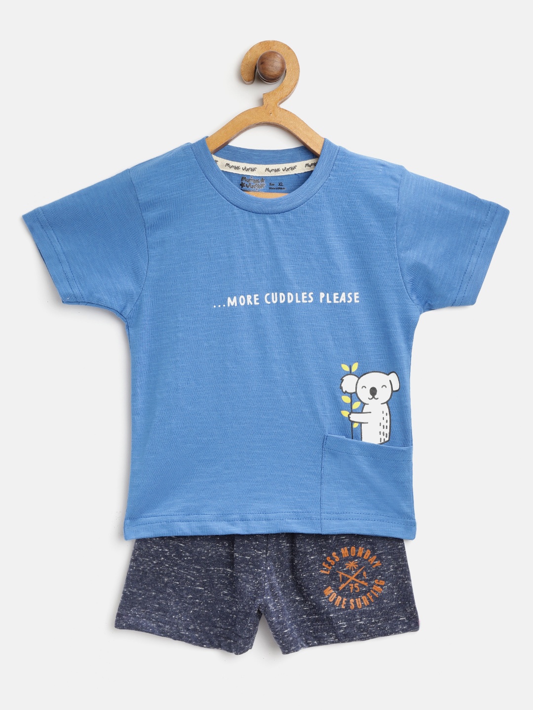 

Mumble Jumble Kids Blue Solid T-Shirt with Shorts