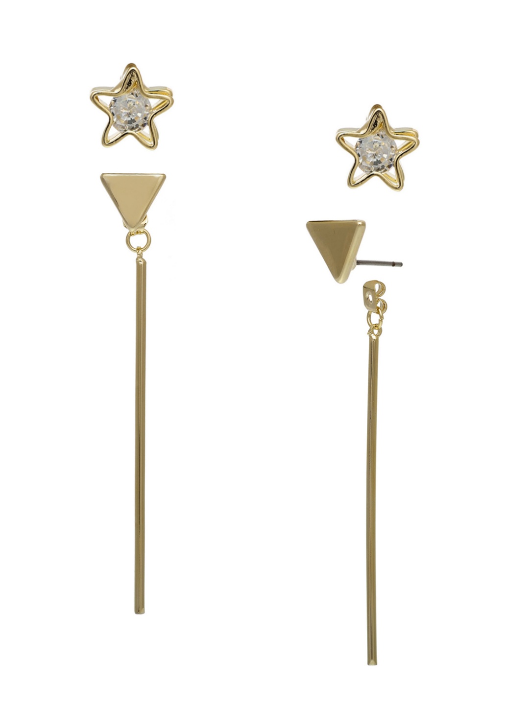

AQUASTREET Gold-Plated Triangular Jacket Drop Earrings