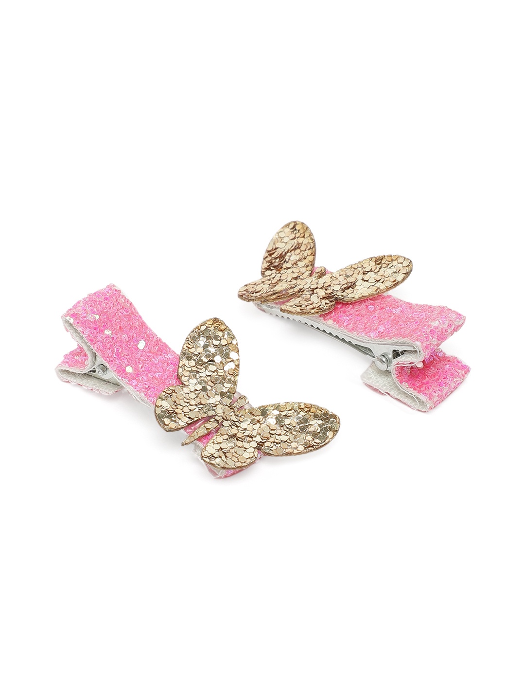 

Toniq Kids Girls Pink & Gold-Toned Set of 2 Embellished Alligator Hair Clip