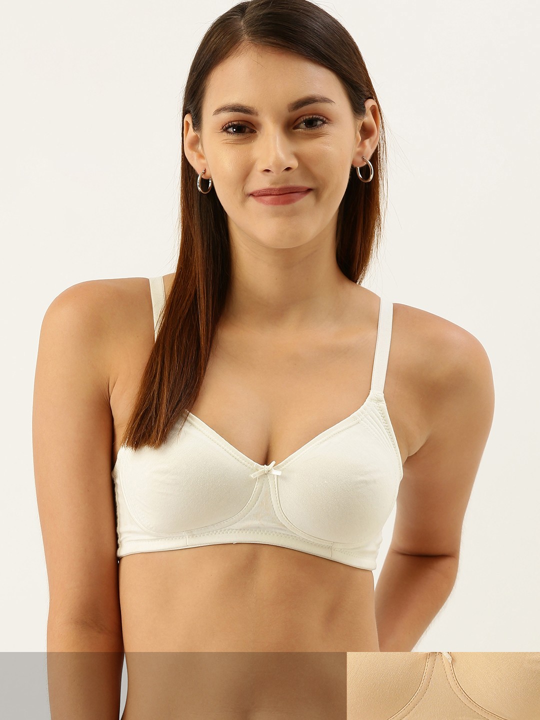 

DressBerry Pack of 2 White & Beige Solid Non-Wired Non Padded Everyday Bra DB-PM-ENC1-040