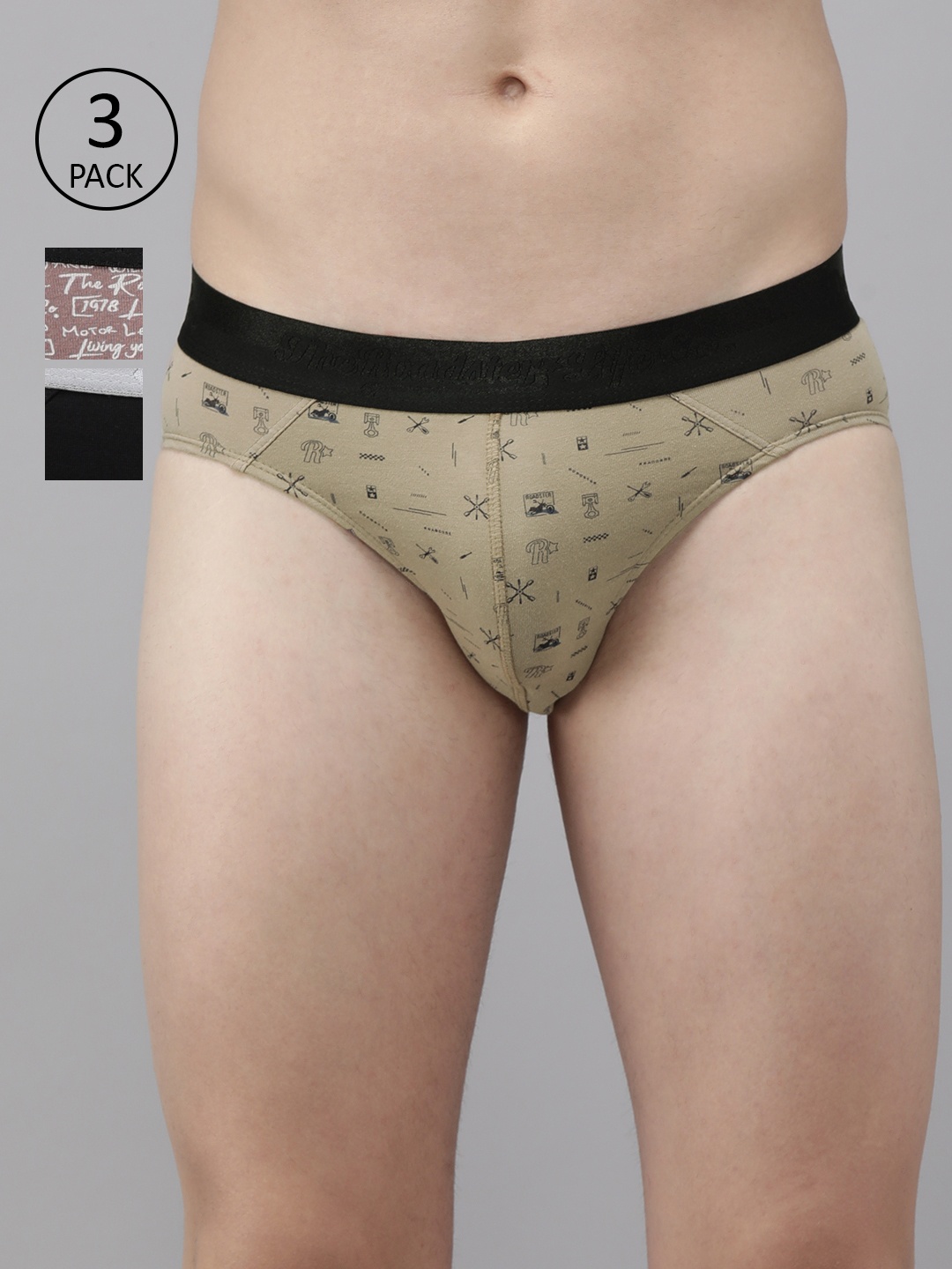 

Roadster Men Pack of 3 Printed Brief, Beige