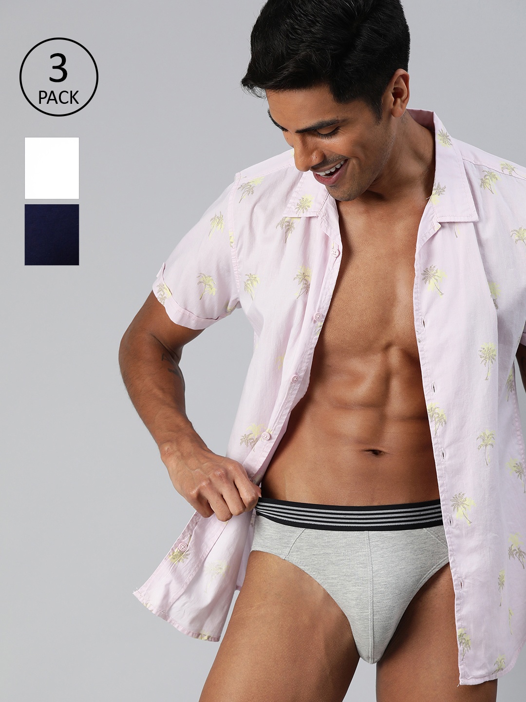 

Mast & Harbour Men Pack of 3 Solid Briefs, White