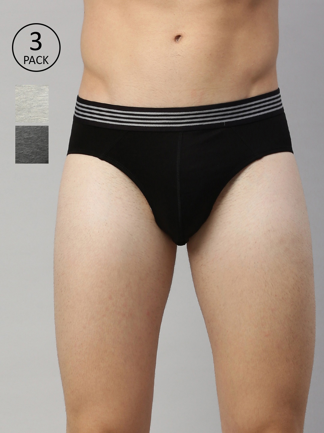 

Mast & Harbour Men Pack Of 3 Solid Briefs MHN-BRF2-3PP-DM, Black