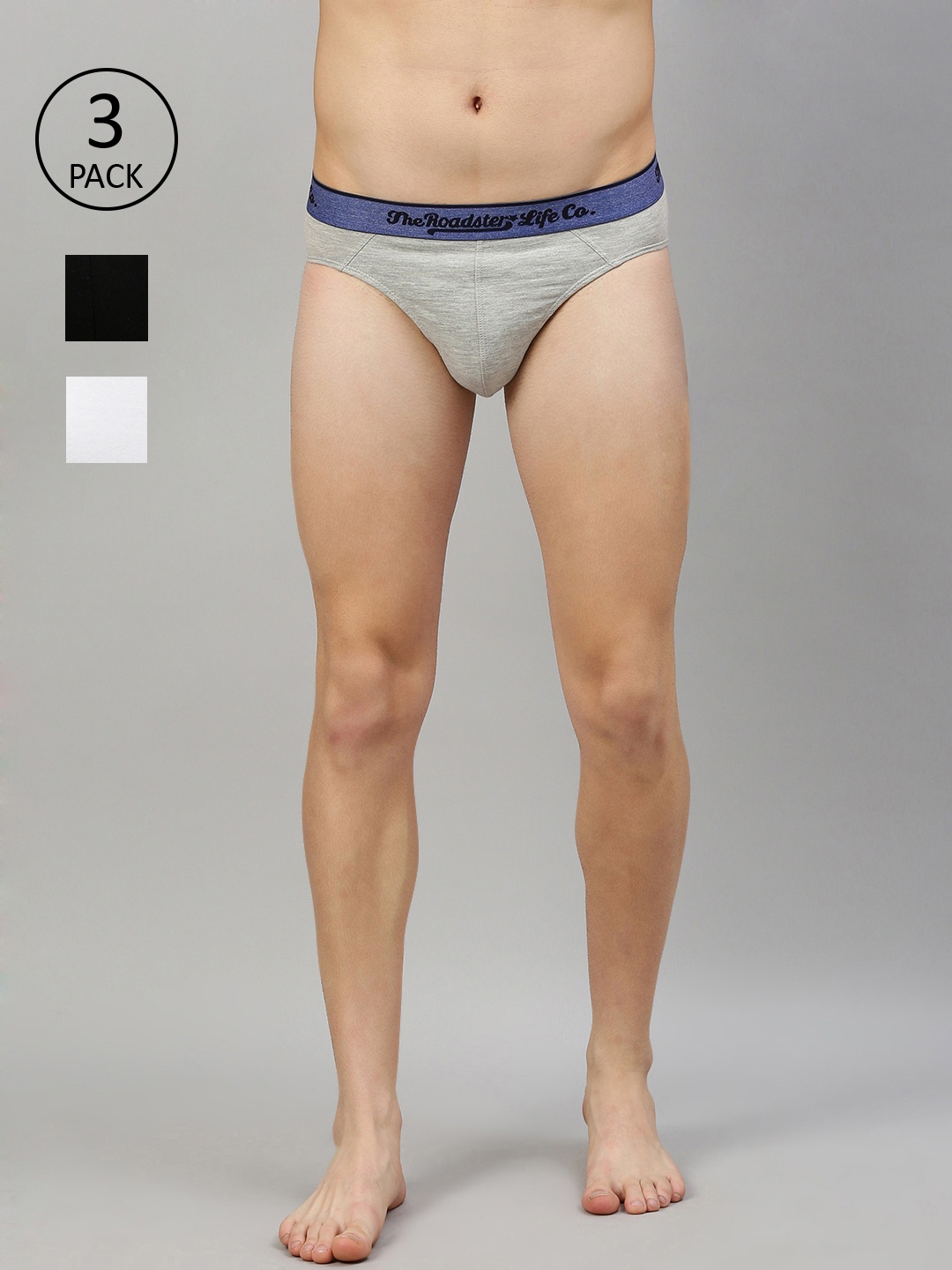 

Roadster Men Pack of 3 Solid Briefs RDST-BRF1-2PP-BM, Grey
