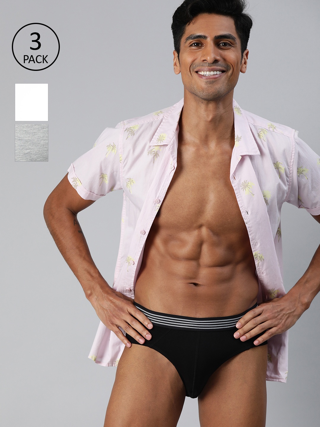 

Mast & Harbour Men Pack of 3 White and Black Solid Briefs