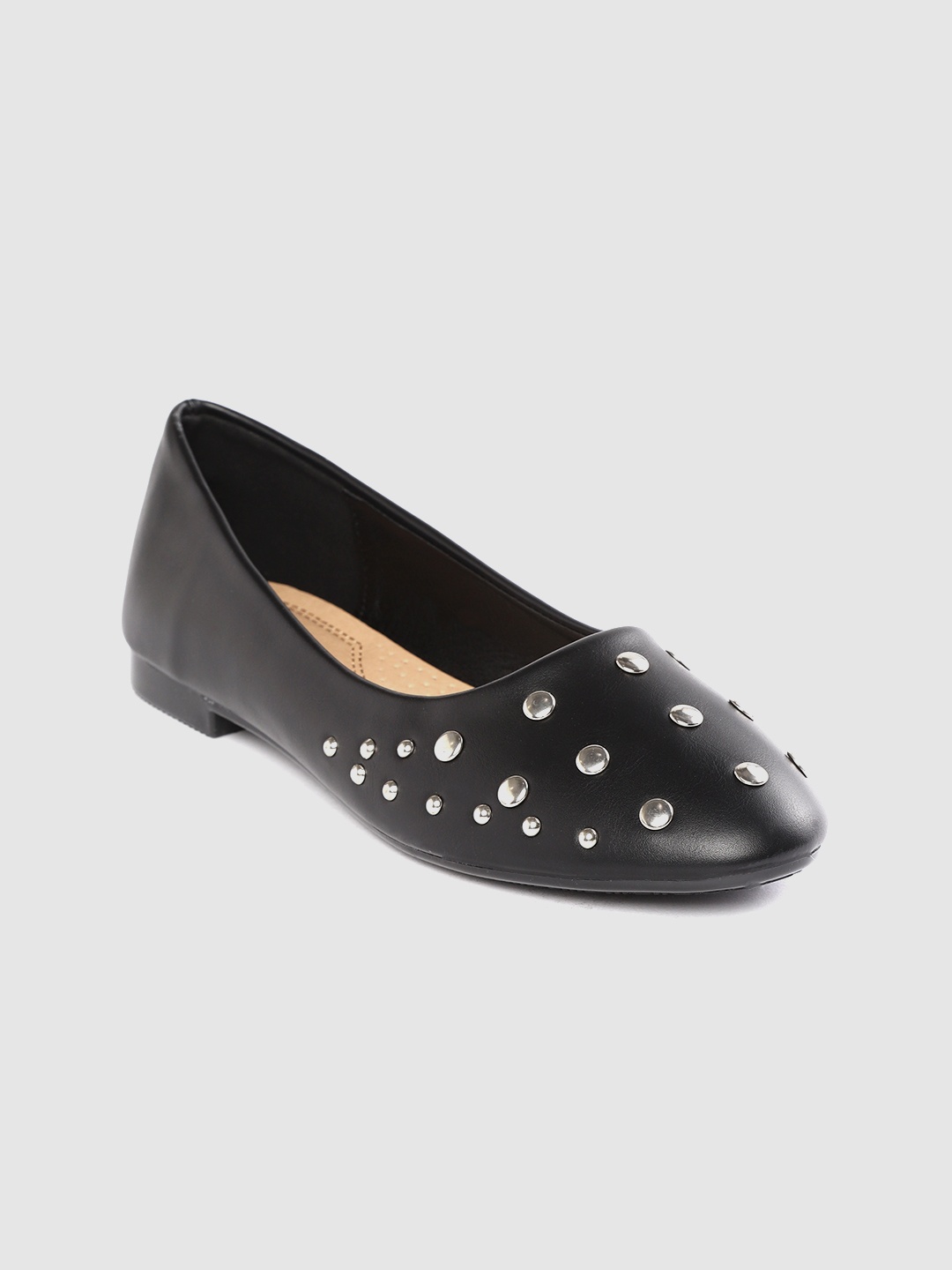 

Lavie Women Black & Silver-Toned Studded Ballerinas