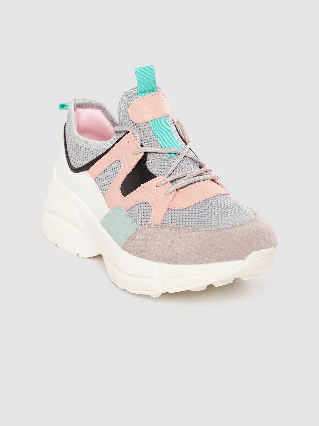 

Lavie Women Grey & Pink Colourblocked Sneakers