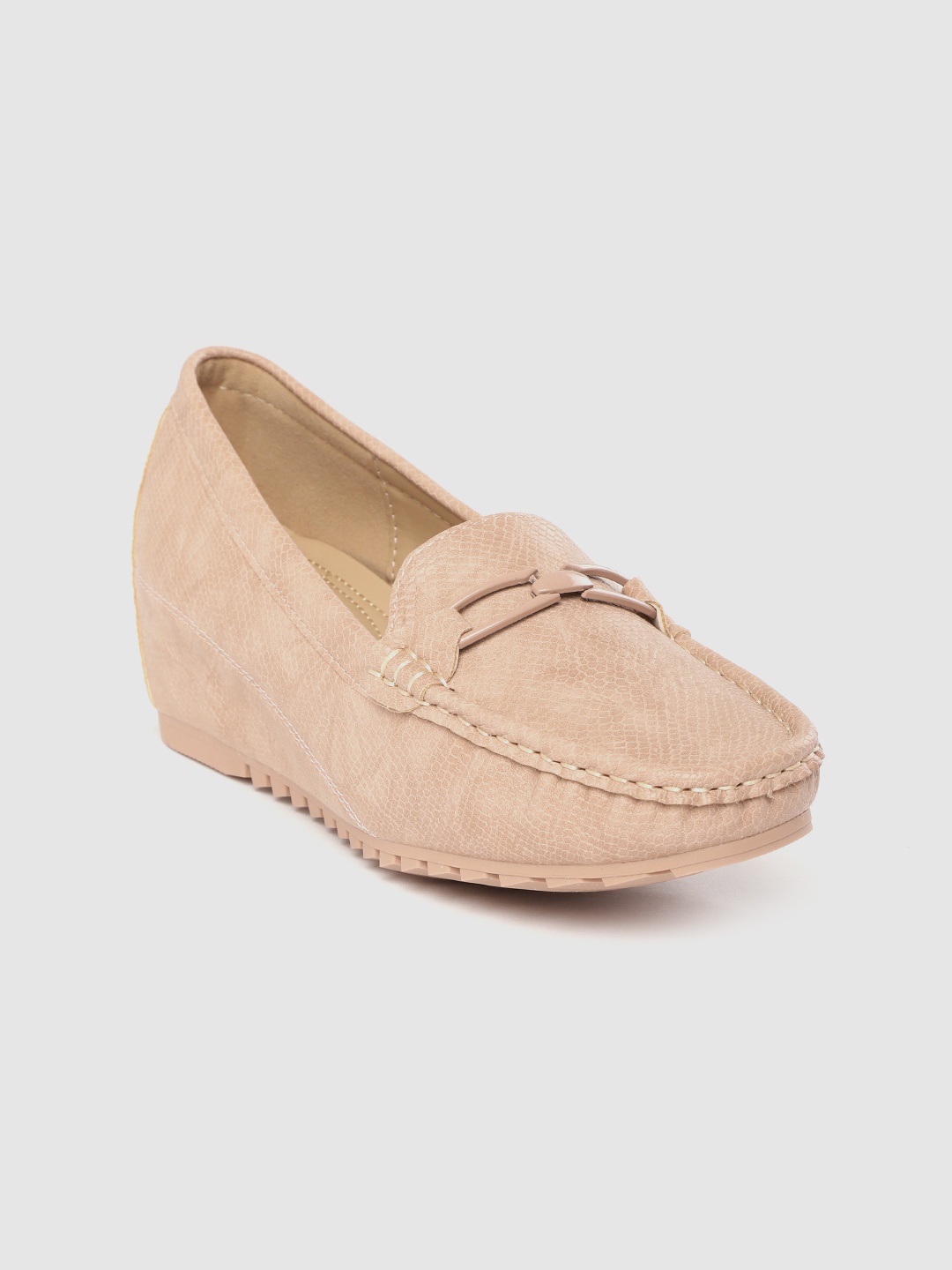 

Lavie Women Peach-Coloured Snakeskin Textured Pumps