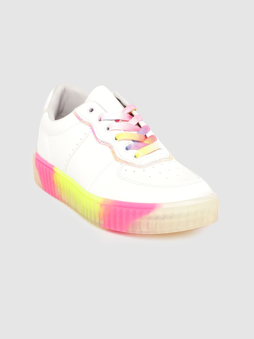 

Lavie Women White & Pink Solid Sneakers